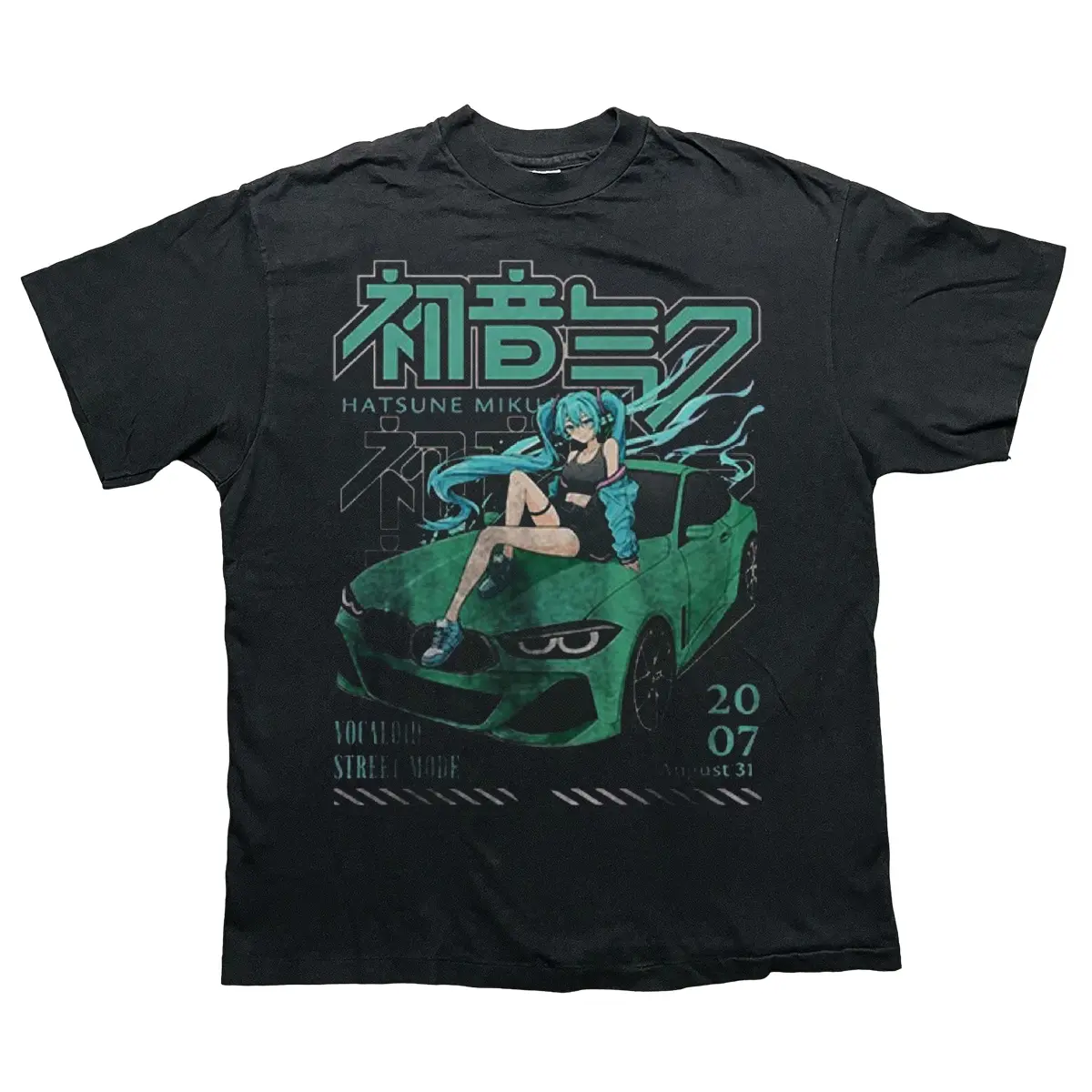 Hatsune Miku Street Mode Shirt, Anime Car Graphic Tee, Racing Style T-shirt, Unisex Streetwear Gift