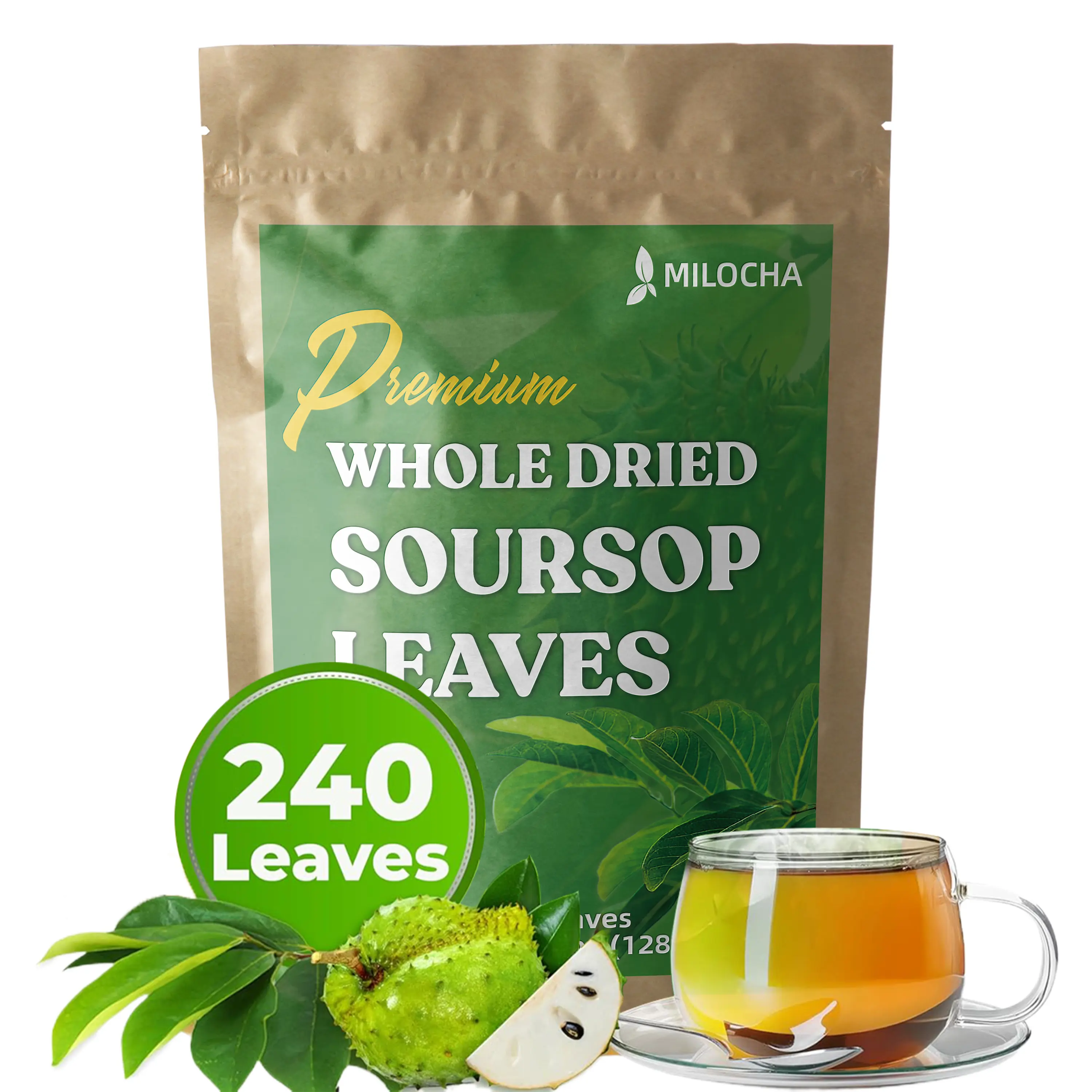 240+ Premium Soursop Graviola Dried Leaves Tea, 230-250 Whole Soursop Leaves, Wildcrafted, Graviola , Guanabana , Hoja Guanabana, Loose Leaf Herbal , No Gluten, Vegan