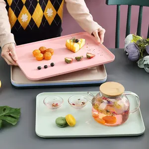 4pcs Multifunctional Reusable Trays, Perfect for Breakfast Snacks Fruits Desserts, Durable Plastic Decorative Design, Kitchen Essential