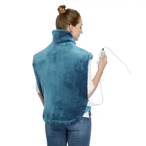 Large Electric Heating Pad for Neck & Shoulders - 33"x24", Fast Heating, 4 Heat Settings, Auto Shut Off for Pain Relief (Cyan)