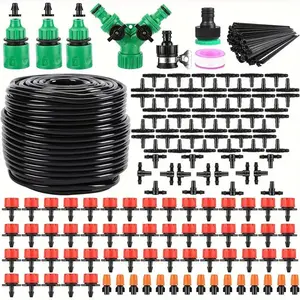Garden Watering System, 1 Set 164ft Drip Irrigation Kit, DIY Water Saving Garden Watering System, Lawn, Terrace, and Greenhouse Automatic Drip Irrigation Kit