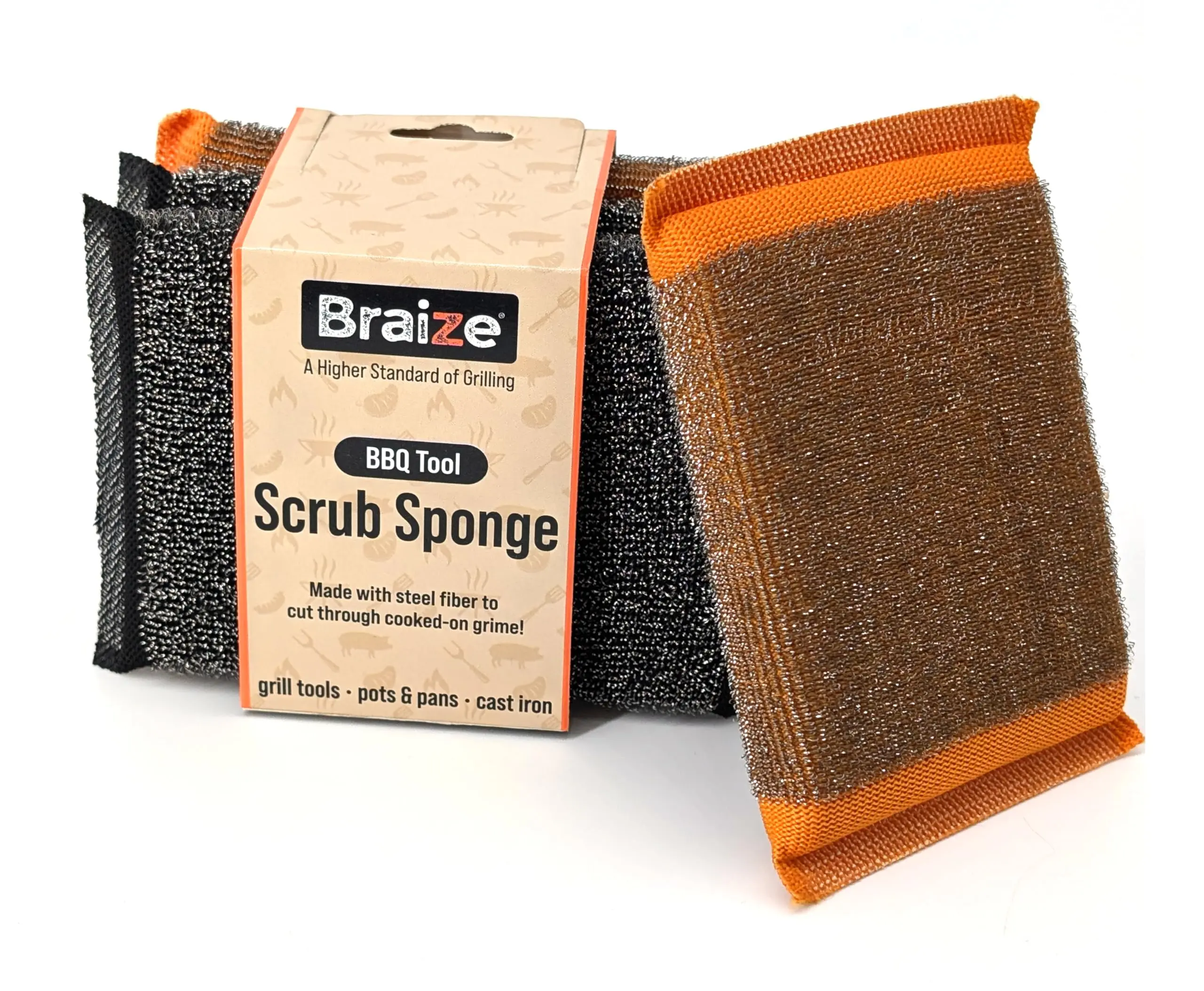 Heavy-Duty Steel Wool Scrubber Sponges 4 Pack – Stainless Steel Cleaning Pads for Dishes, Pots, Pans, Grills & Ovens – Durable Multi-Surface Kitchen Scrubbing Tools for Tough Grease & Burnt Food