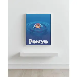 Ponyo Movie Art Print - Studio Ghibli Wall Art, Digital Download Anime Poster, Minimalist Ponyo Decor,