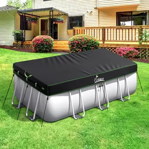 UIRWAY Rectangular Pool Cover with Reflective Strips for Above Ground Pool,Swimming Pool Cover for Rectangular or Oval Frame Pool