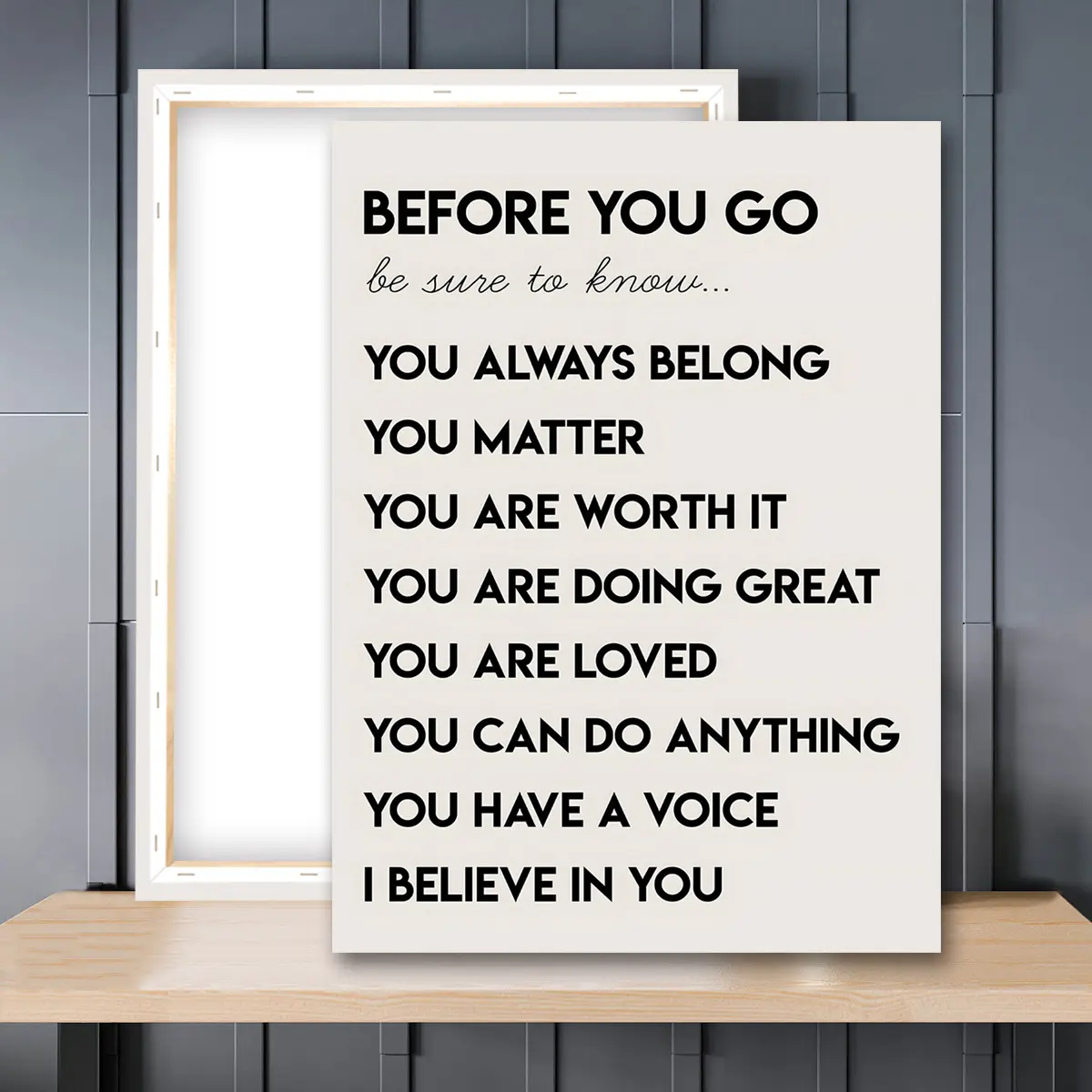 1pc Wooden Framed, Creative Wall Art, Affirmation Wall Art Canvas Painting For Kids, Inspirational Classroom Wall Decor, Positive Classroom Art Poster Print Wall Pictures, Ideal For Bedroom, Office, Living Room, Home Decoration