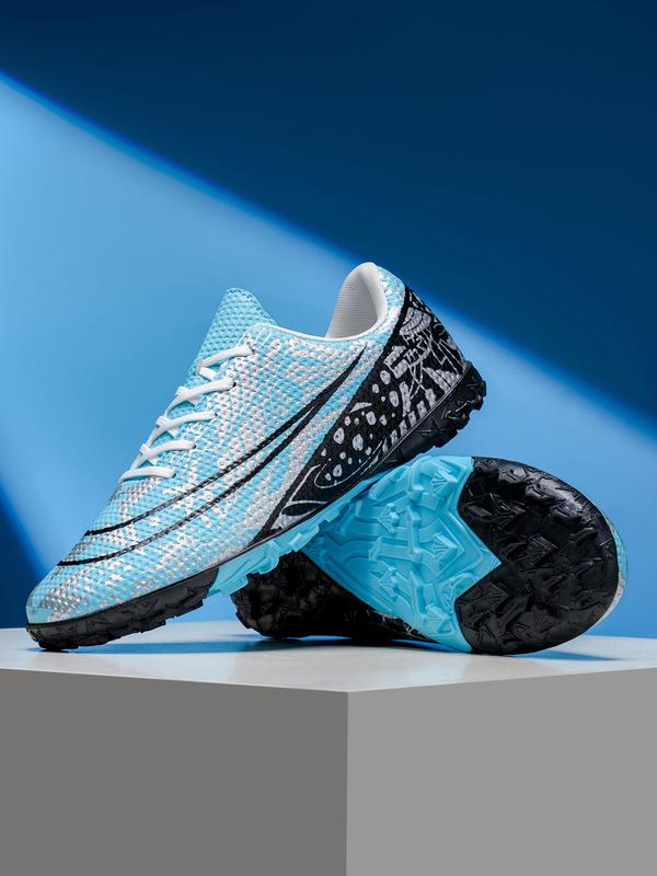 Unisex Blue - Silver - Black Contrast Football Shoes, Soccer Cleats, Personalized Texture Design, Breathable and Wear - resistant Upper, Strong Grip Studs for Better Field Performance, Ideal for Football Training and Matches