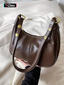 New Women's Simple Solid Color Zipper Shoulder Bag, Christmas Gift , Fashionable Versatile Underarm Bag, All-match Hobo Dumpling Bag for Daily Used