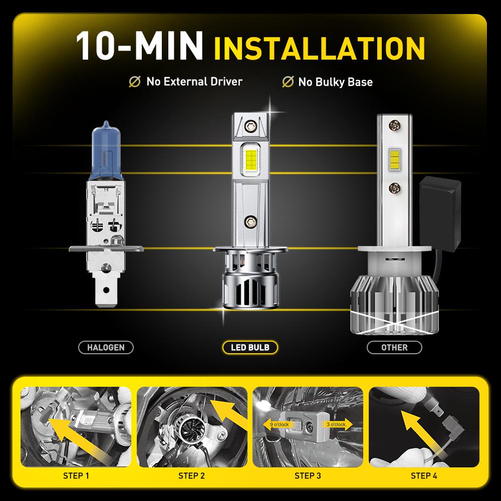 AUXITO 2026 Upgraded H1 Bulbs, 800% Brightness 6500K Cool White, 1:1 Mini Size, IP68 Waterproof Flicker-Free Automotive H1 H1LL Fog Light Bulbs, Plug and Play No Adapter Needed, Pack of 2 AUXITO 2026 Upgraded H1 Bulbs, 800% Brightness 6500K Cool White, 1:1 Mini Size, IP68 Waterproof Flicker-Free Automotive H1 H1LL Fog Light Bulbs, Plug and Play No Adapter Needed, Pack of 2