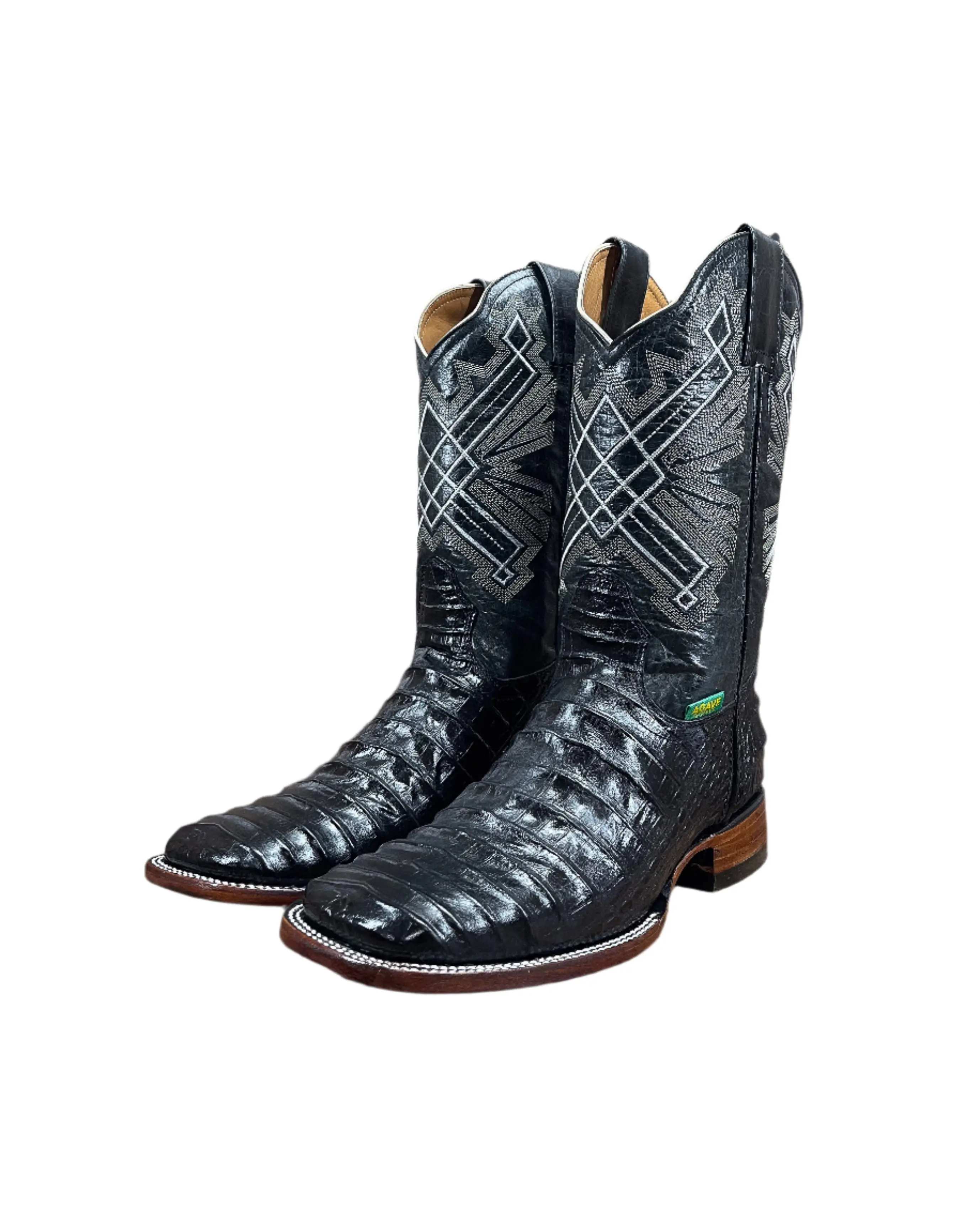 CAIMAN BLACK BELLY AB | MEN SQUARE TOE COWBOY BOOTS - FINAL SALE