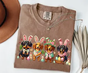 Comfort Colors Dog Easter T-Shirt, Dachshund Easter Eggs Shirt, Cute Wiener Dog Easter Tee, Spring Holiday Dog Lover Gift Sweatshirt