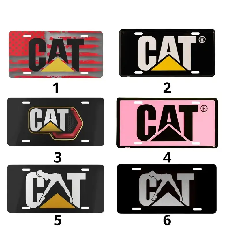 [Heavy Machinery, Caterpillar'ss CAT & Construction Equipment Vibe] Caterpillar CAT Construction Embossed Aluminum License Plate, Heavy Equipment Front Car Tag, Contractor Vehicle Vanity Decor