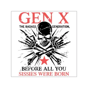 Gen X skull and crossbones Sticker | Square vinyl sticker, retro rebel design