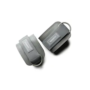 UPPPER Ankle Straps Grey - For Cable Machines, Kickbacks & Glute Workouts, Padded, Hook-and-Loop, D-Rings (Pair)