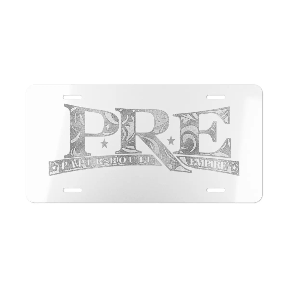 PRINTED PRE Chrome Engraved Effect License Plate Silver Floral Pattern Vanity License Plate Hip Hop Front Car Tag Auto Exterior Accessories