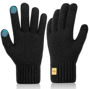 2PC Winter Touch Screen Gloves for Men and Women Knit Thermal Gloves with Soft Lining