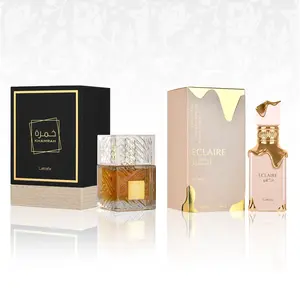 Lattafa Khamrah + Eclaire Parfum Set Spray Vanilla Sweet Warm Spicy Woody Notes Premium Fragrance 100ml 3.4oz & 30ml 1.0oz Unisex Perfume