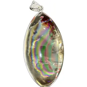 Natural Smoky Quartz Rainbow Iridescent Teardrop Pendant Necklace | Handcrafted Crystal Jewelry