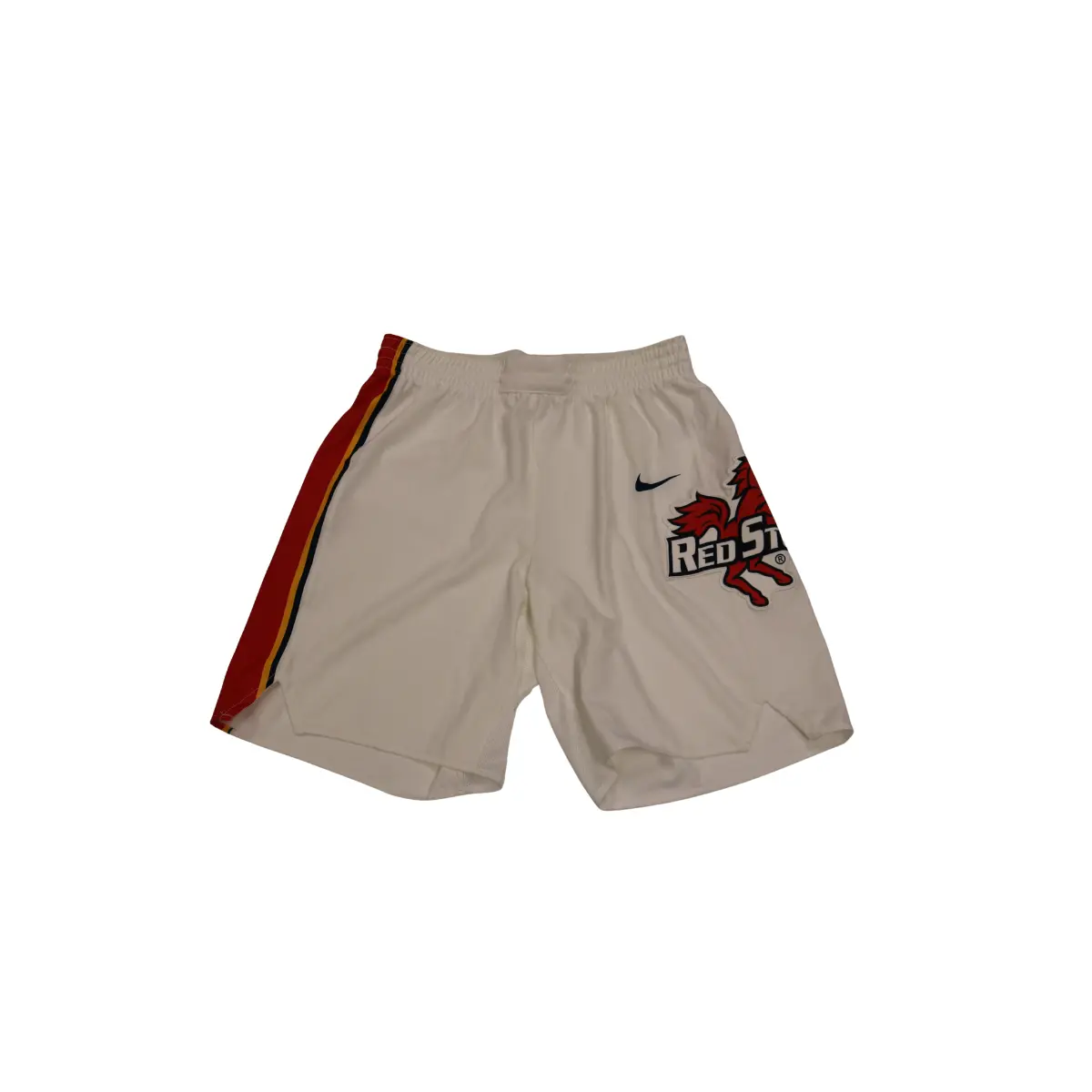 St. John's University Team Issued White Retro Shorts Thunderbird Logo 3