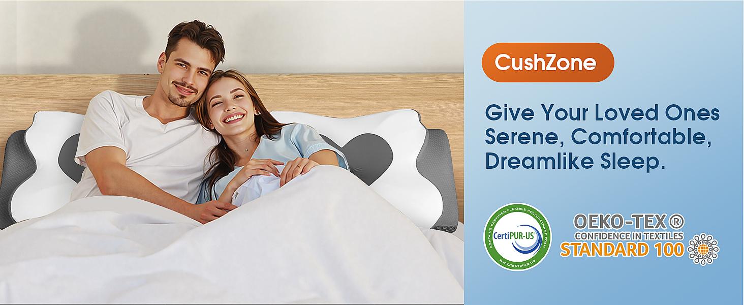 Cooling Memory Neck Pillow, Adjustable Ergonomic Memory Foam Cervical Support, Double-Sided Contoured Neck Support Pillow with Zoned Design, Extra-Large Armrest & Shoulder Support for Side, Stomach and Back Sleepers, CertiPUR-US Certified, Best Gift