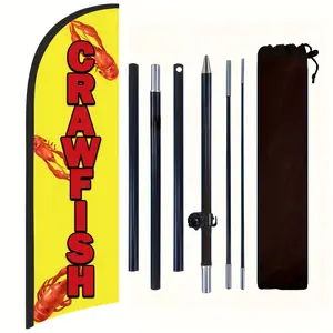 Crawfish Shop Flag, Beach Flag Used In Crawfish,Polyester Advertising Flag for Crawfish Shop, with Flag Pole and Ground Stake, Crawfish shop sign, Crawfish banner decoration flag, Crawfish outdoor advertising promotion