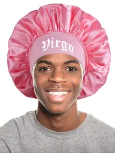 Women's Satin Sleep Cap with Zodiac Print, Wide Elastic Design, Waterproof, Foldable Hair Hat, Daily Use and Shower, Men's Sleep Cap, Christmas Gift