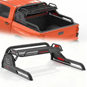 Truck Roll Bar with Cargo Carrier Basket Adjustable Sport Rack Roll Bars Chase Rack Fit for Ford F-150 Dodge Ram GMC Sierra Chevy Silverado Ranger Tundra Frontier Titan Full & Mid Size