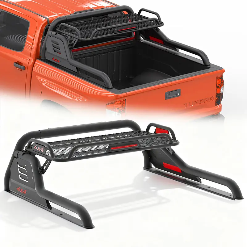 SummerVibes Steel Roll Bar with Adjustable Cargo Carrier Basket, Universal Automotive & Vehicle Accessories Truck Bed Sport Rack for Ford F-150, Dodge Ram, GMC Sierra, Chevy Silverado, Ranger, Tundra, Frontier, Titan Full & Mid-Size Vehicles, Universal Au