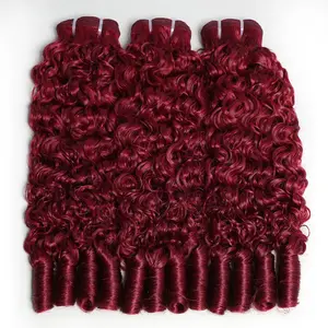 99j Bundles Burgundy Burmese curly Human Hair Bundles 30 inch Wine Red Bundles 100% Human Hair Unprocessed Hair