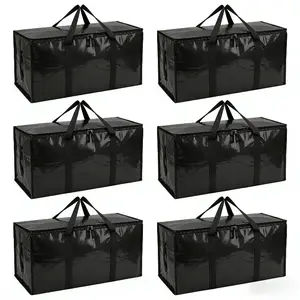 Black moving bag, extra large size with reinforced handles, sturdy and durable, reusable storage bag with zipper, suitable for clothes, attic, moving garage, travel and student dormitories, and can also be used for under-bed storage
