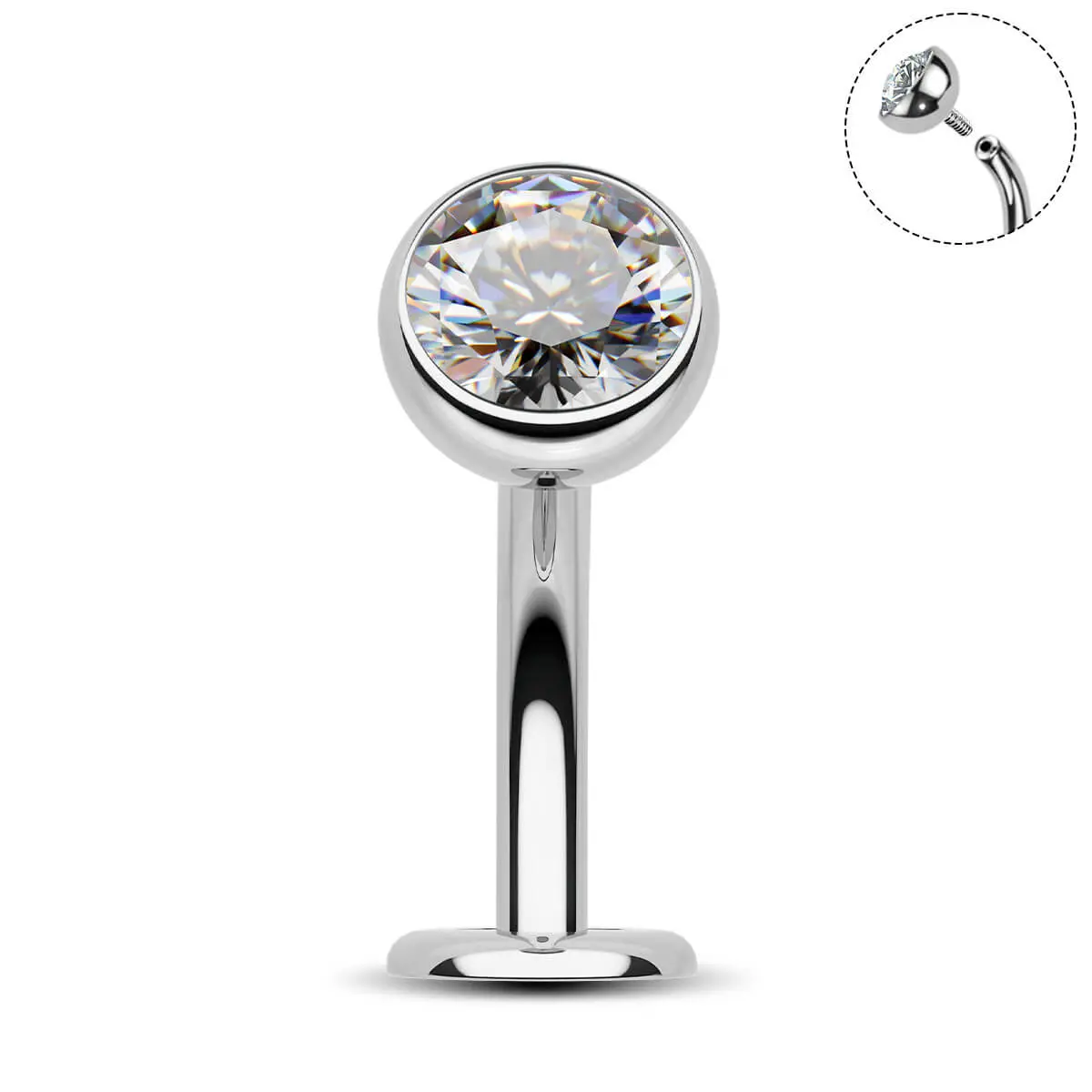 OUFER BODY JEWELRY Floating Opal & Cubic Zirconia Titanium Belly Button Rings, 14G (1.6mm) Internally Threaded Body Jewellery for Women, Hypoallergenic 10mm Barbell
