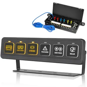 6 Gang Switch Panel, Wireless Multi-Function Control Switch Pods with 4 Light Modes Universal 90A Relay Box Remote Control System for Offroad Truck Pickup UTV ATV Camper Boat RV
