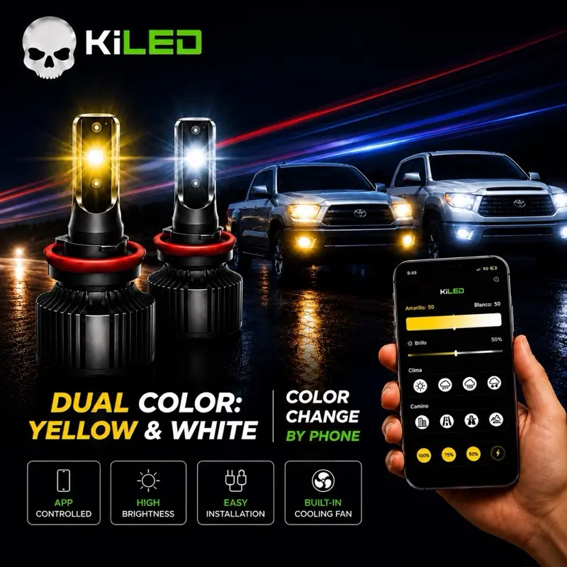 KILED LED Lights 30,000 Lumens- Two Colors + Phone Control Beam Headlight