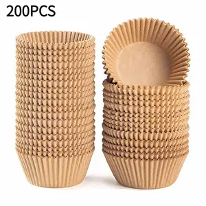 200PCS Cupcake Liners - Standard muffin cup liners for baking, made of parchment paper, offering excellent oil resistance, non-stick properties, and anti-slip features