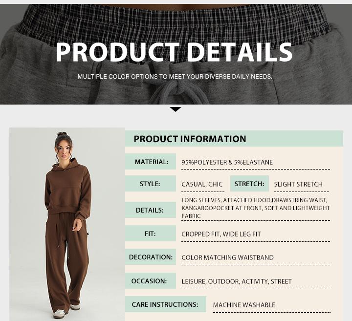 KatchMe Women's Chic Hooded Long Sleeve Cropped Hoodie & Contrast Waist Wide Leg Trousers Co-ord, Versatile Lightweight Two Piece Outfits, Solid Color Going Out Set(2) KatchMe Women's Chic Hooded Long Sleeve Cropped Hoodie & Contrast Waist Wide Leg Trousers Co-ord, Versatile Lightweight Two Piece Outfits, Solid Color Going Out Set(2)