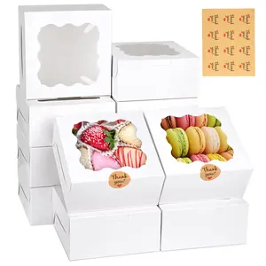 12 Pieces Cookie Boxes with Window, Treat Boxes for Bakery Dessert Pastry Mini Cake Favor Donut Baked Goods