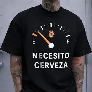 Fuel Gauge Funny Print T-shirt Spanish Humor Casual Top