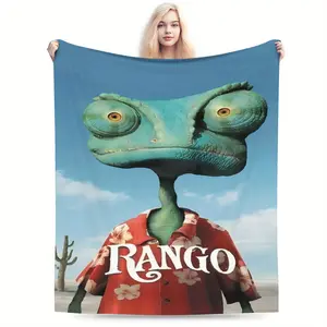 Rango the Chameleon Movie Poster Design Soft Warm Flannel Blanket - Vibrant Cartoon Print, All-Season Cozy Throw for Bed, Couch & Home Decor, Bed Warmer | Whimsical Style | Plush Texture, Blanket for Bed 156