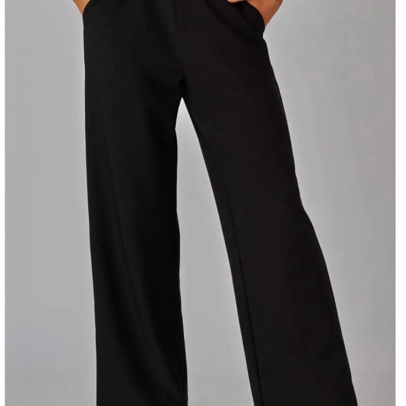 Highs waited wide leg scuba knit belted pants trous.