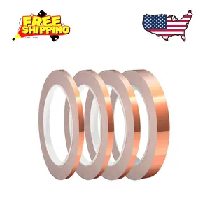 4 Pack Copper Foil Tape with Conductive Adhesive 4 Sizes (0.2/0.24/0.3/0.4Inch) x22Yards