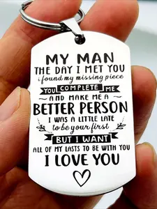 1 of 6 Valentine's Day Gifts: Men's Keychain with "I Love You" Message—a romantic couple's keychain perfect as a gift for husbands, boyfriends, grooms, fiancés, or for engagements, anniversaries, and birthdays—from wives or girlfriends