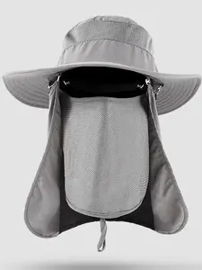 Fishing Hat for Men & Women, Outdoor UV Sun Protection Wide Brim Fisherman Hat with Face Cover & Neck Flap, Sunhat