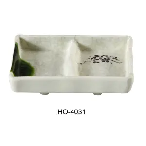 212 MAIN Yanco Rectangular Divided Melamine Sauce Plates - 48-Pack, 5x3.5 in Double-Compartment, Multi-Color Collectible Dinnerware Dishes