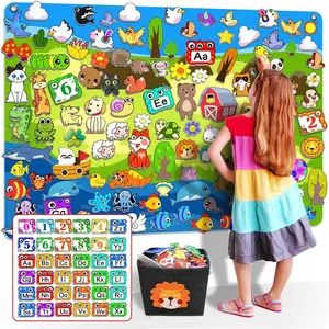 204Pcs Animals Felt Busy Board Story Set with Storage Bag Preschool Large Wall Forest Themed Early Learning Interactive Play Kit Wall Hanging Gift for Toddlers Kids 40 X 28 Inch