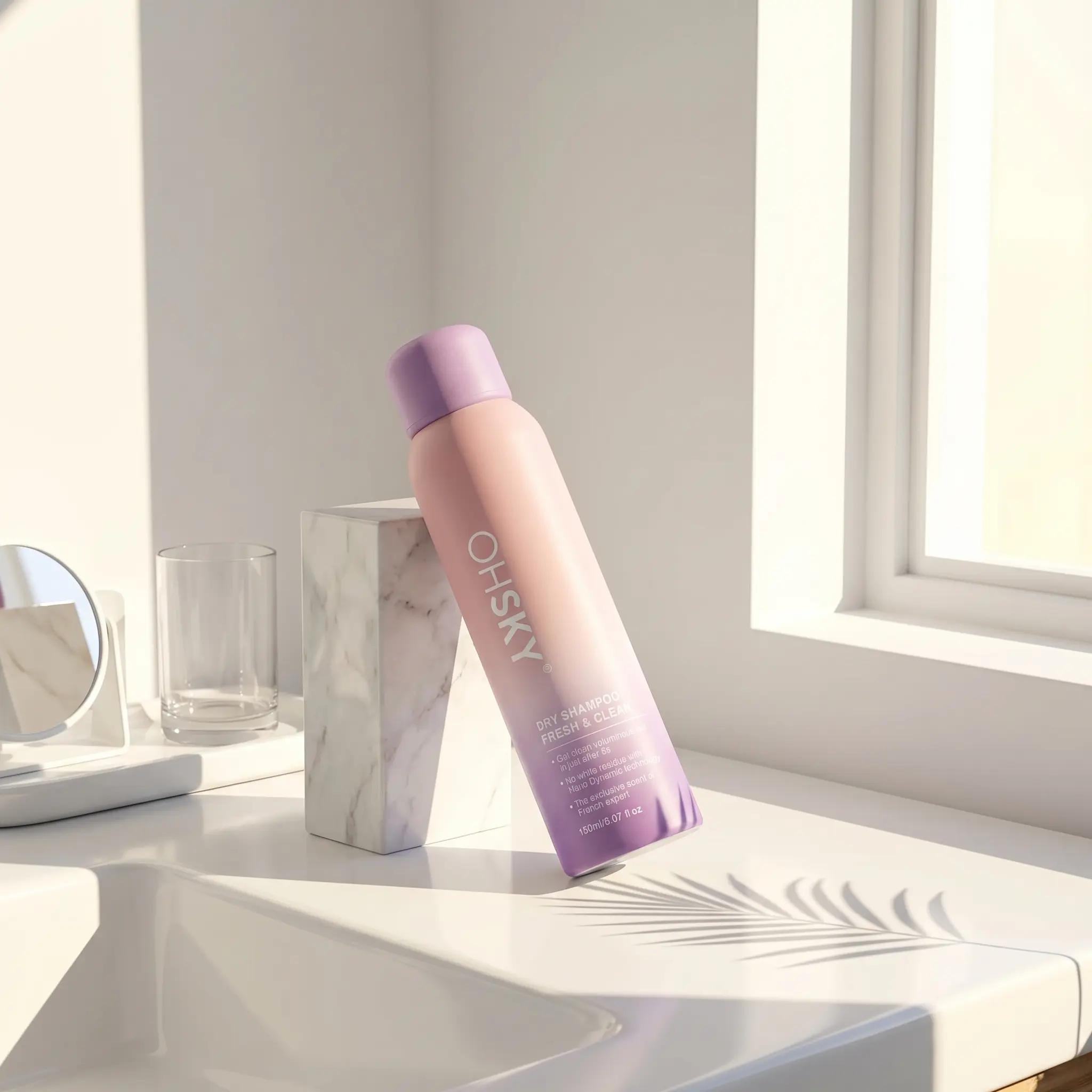 OHSKY Volumizing Dry Shampoo Spray for Oily and Dark Hair - 36H Oil Control & No White Cast Formula - Fresh Haircare for Post-Gym Use, 150ml, Brown Hair, Weightless, Youth, Unisex, Clean, Voluminous Hair