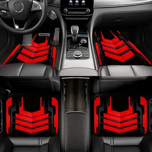4pcs Cool Red-Black Mechanical Pattern Car Universal Floor Mats Set, Suitable for Most Models, Combining Practicality And Aesthetics! with Unique Prints, It Adds Highlights to Your Car. Whether for Daily Commuting Or Off-Road Trips, It Can