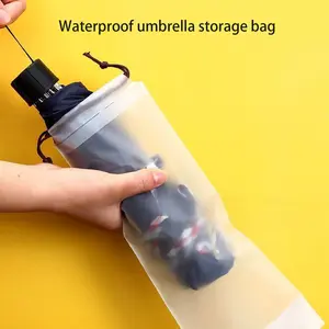 Waterproof Umbrella Storage Bag, Transparent Drawstring Umbrella Case, Portable Foldable Cover for School Office Home Travel Gifts