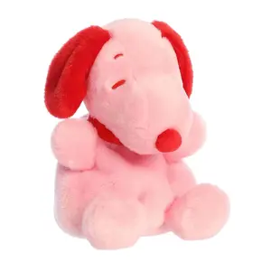 Aurora Peanuts Snoopy Palm Pals Stuffed Animal - Officially Licensed Valentine's Day Plush - Bean-Filled Palm-Sized Collectible - Red & Pink 5 Inches