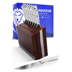8-Piece Steak Knife Set | White ABS Handles with Storage Block | Gladiator Series | Knives NSF Certified | Dalstrong ©