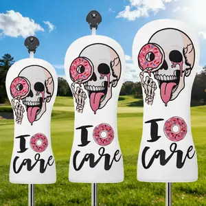 Doughnut Skull Design Golf Club Cover, Fashionable Golf Accessories, Durable Protective Equipment for Traditional Golfers