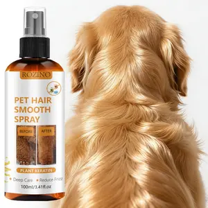 Rozino Pet Hair Smooth Spray 100ML, Grooming Products, Deep Nourishing, Soften Fur, Reduce Static, Remove Odors, Plant Keratin & Essential Oil